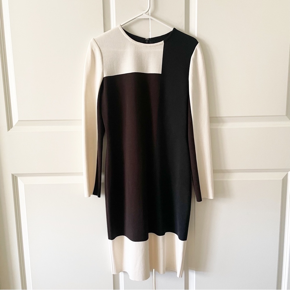 St John Exclusively for Nordstrom Colorblock Long Sleeve Wool Blend Sheath Dress